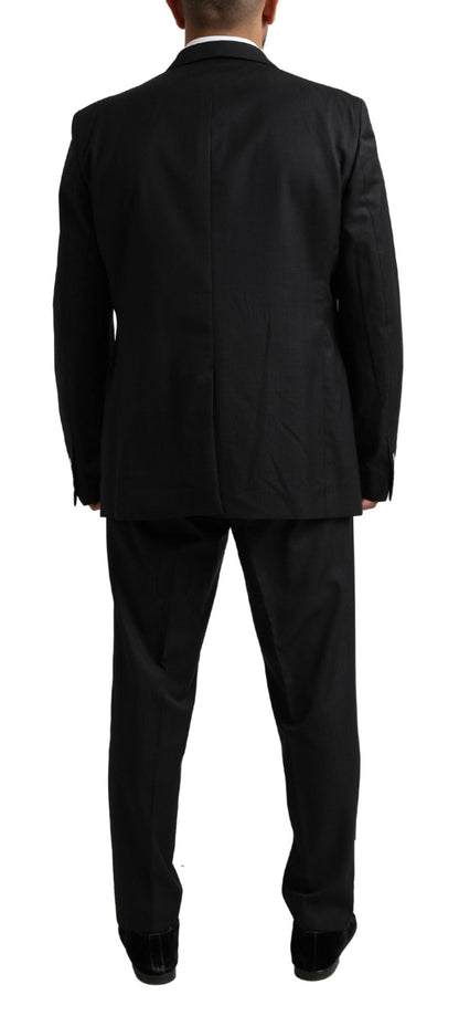 Elegant Black Virgin Wool Martini Suit