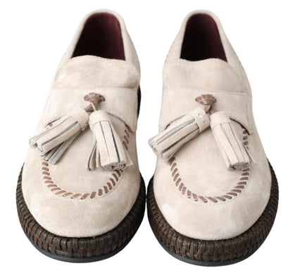 Elegant Ivory Leather Espadrilles