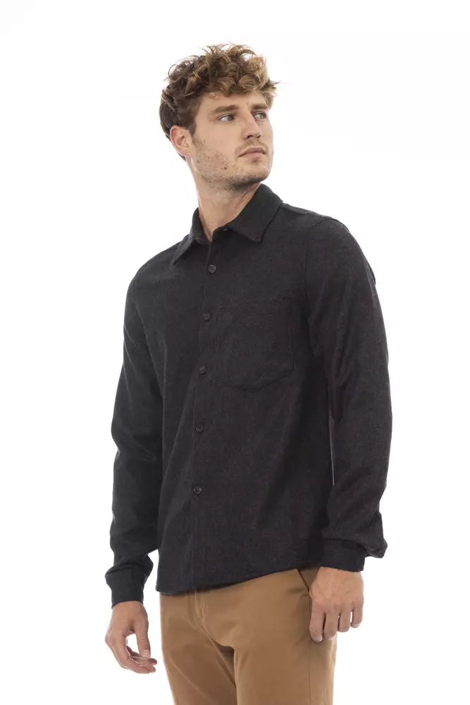 Gray Wool Men Shirt