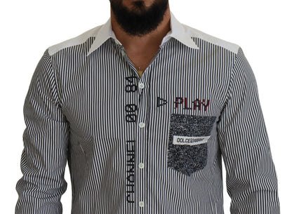 Slim Fit Striped Casual Shirt with Channel Motive