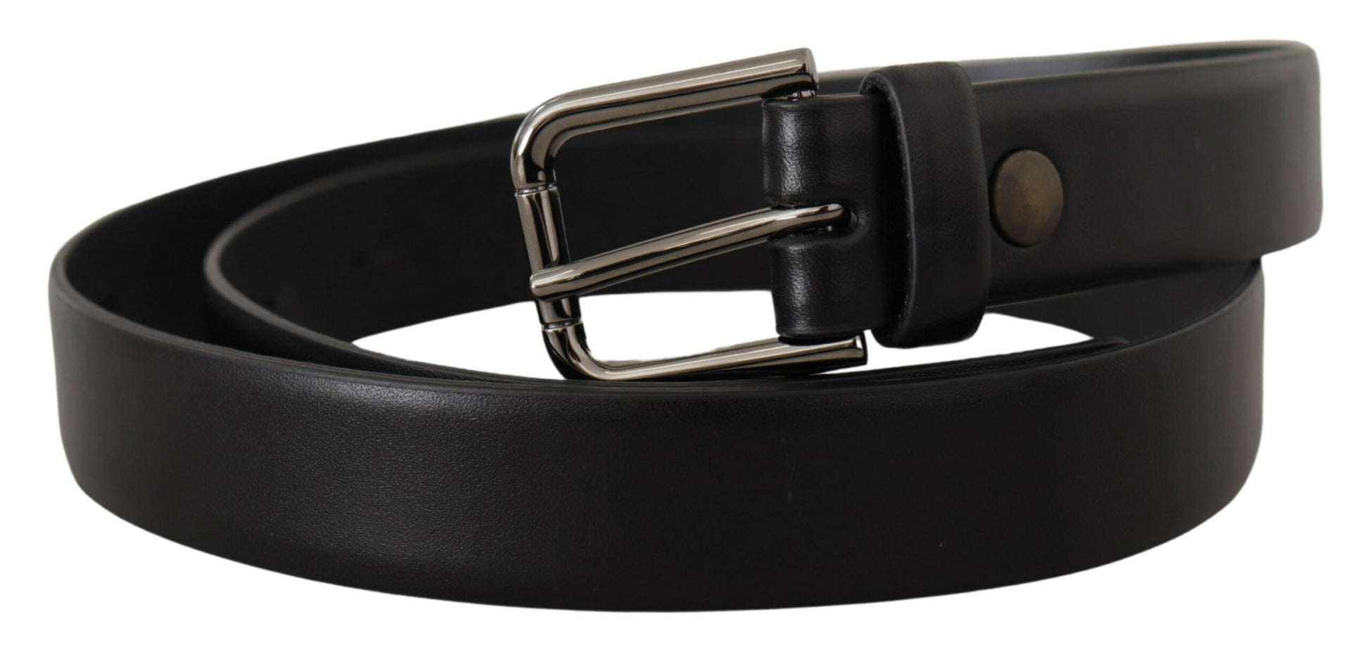 Elegant Black Leather Classic Belt