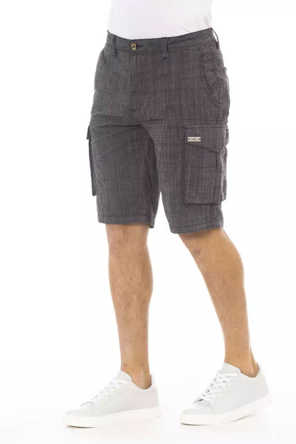 Black Cotton Men Cargo Short