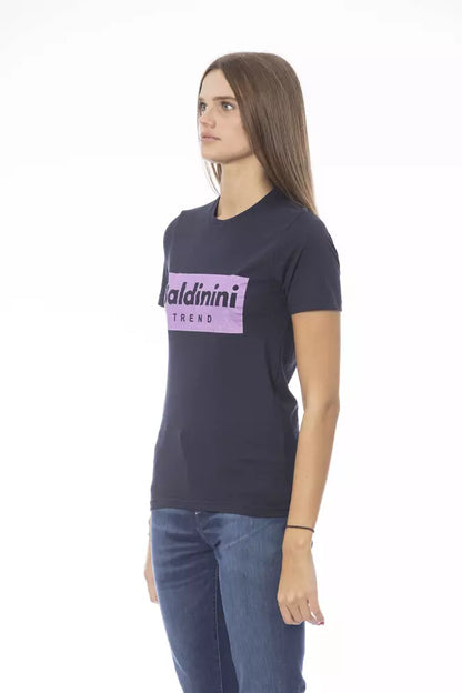 Blue Cotton Women T-Shirt