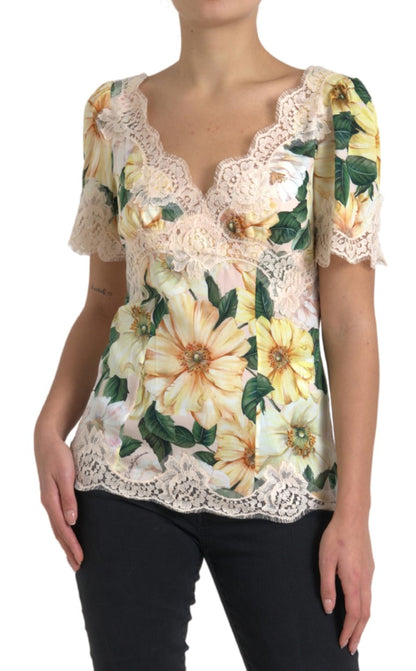 Elegant Floral Print Silk Blouse