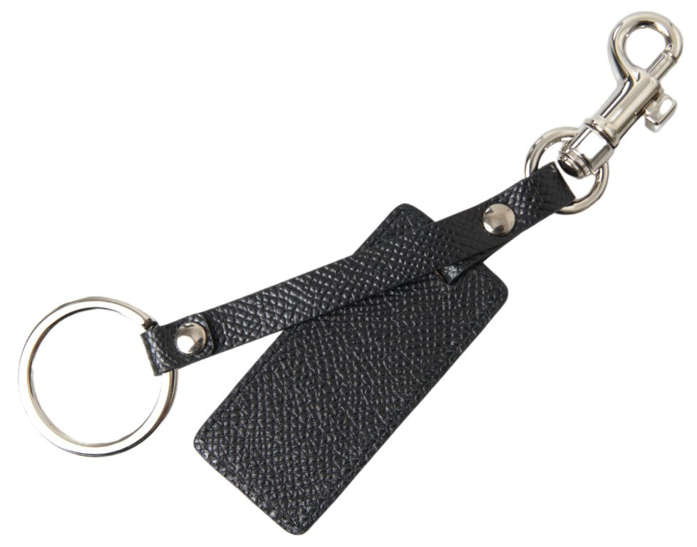 Elegant Black Leather Keyring Accessory