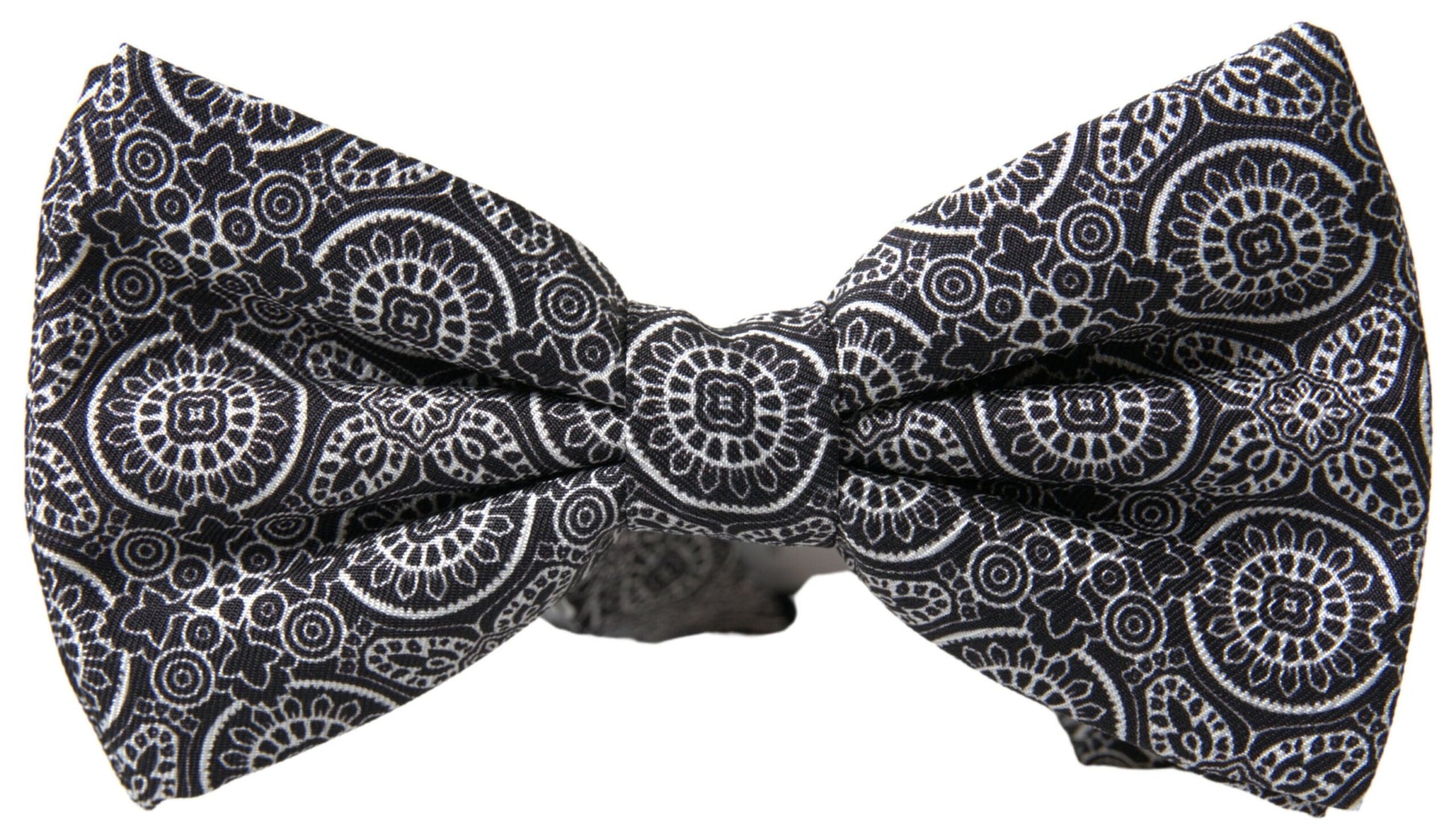 Elegant Black & White Silk Bow Tie