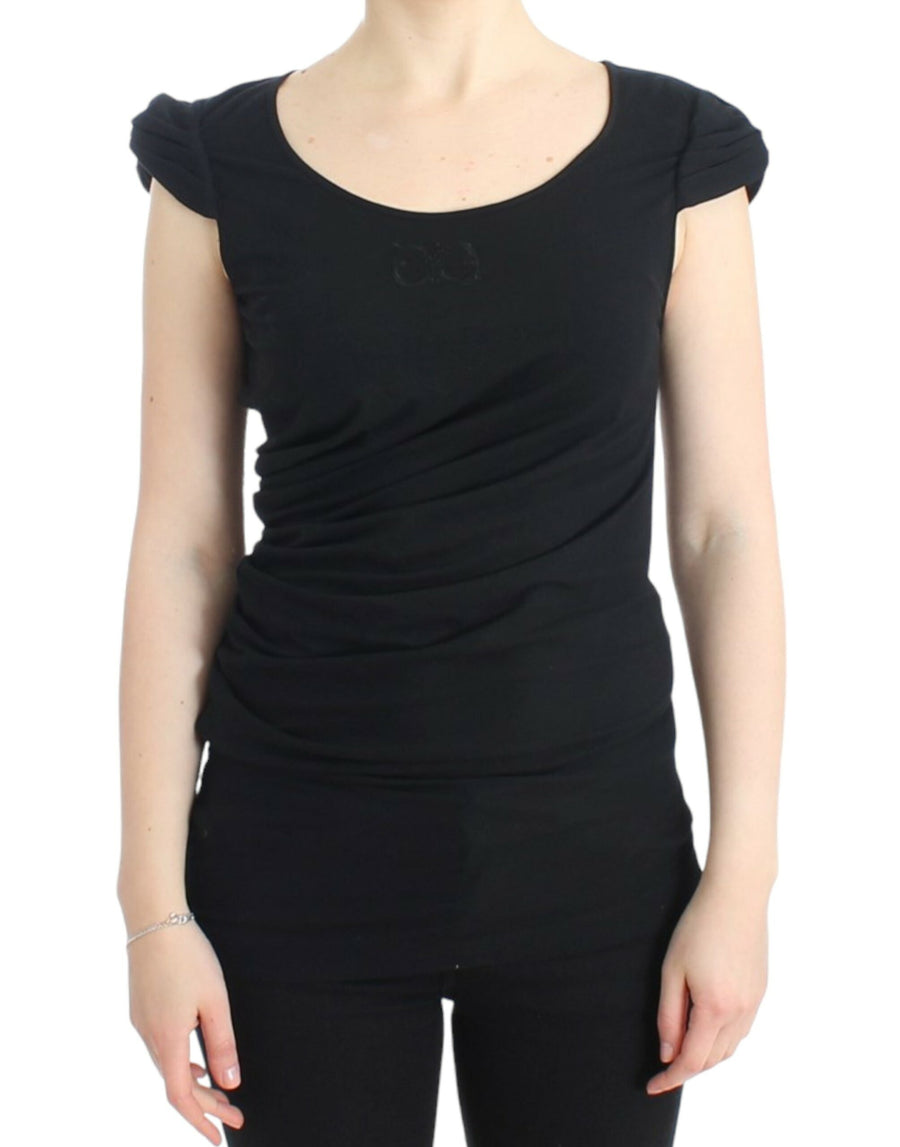 Elegant Cap Sleeve Black Top