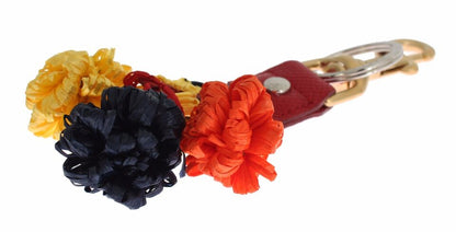 Chic Multicolor Raffia Leather Keychain