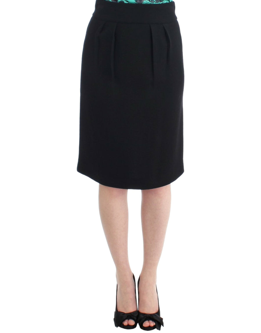 Black wool pencil skirt