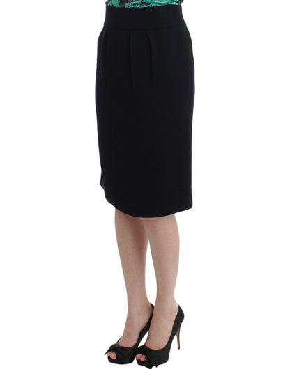 Black wool pencil skirt
