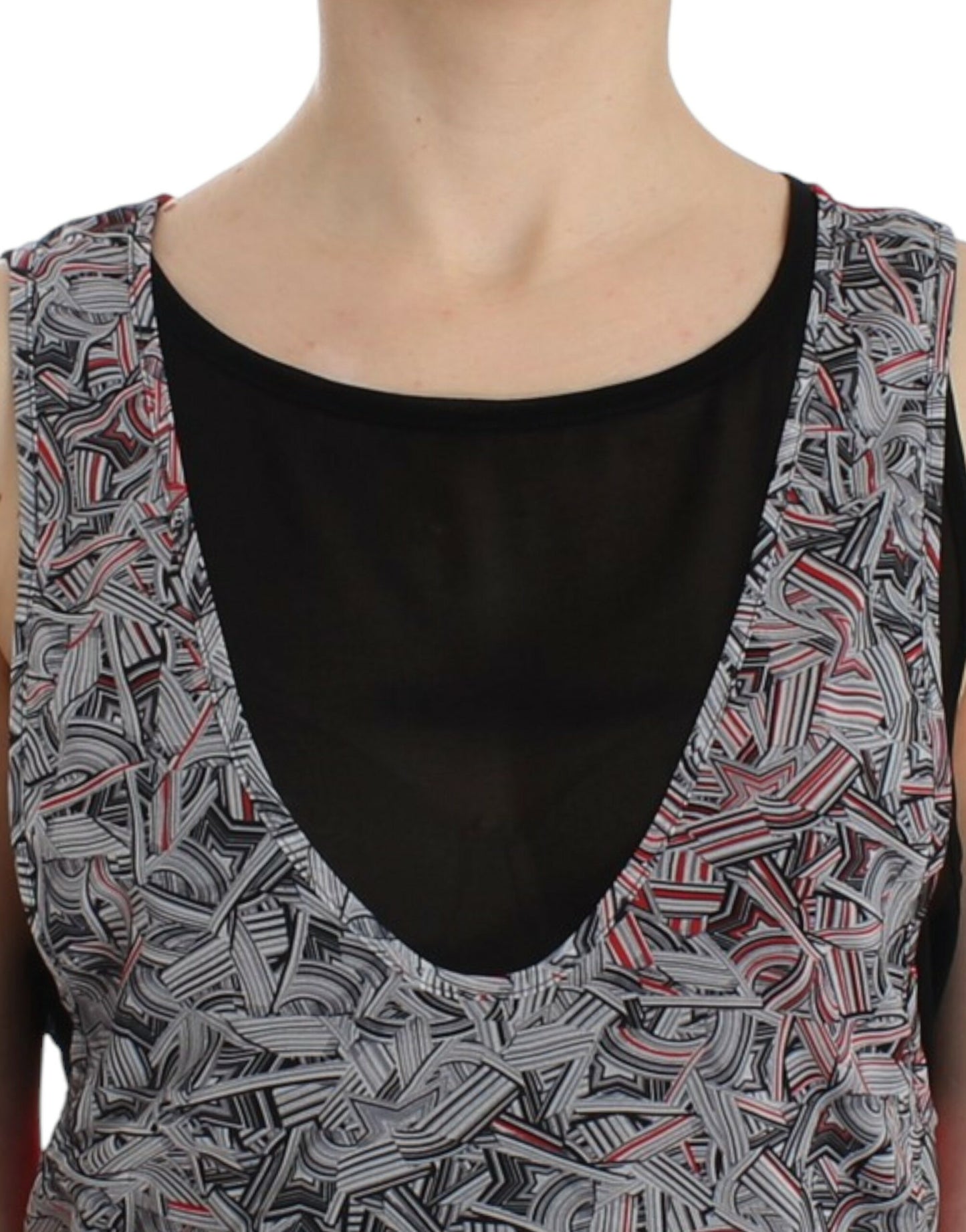 Elegant Sleeveless Black & Red Top