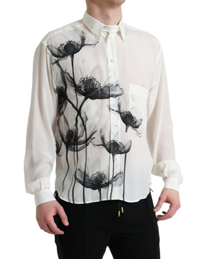 Elegant Floral Silk Dress Shirt