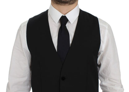 Elegant Black Wool Formal Dress Vest