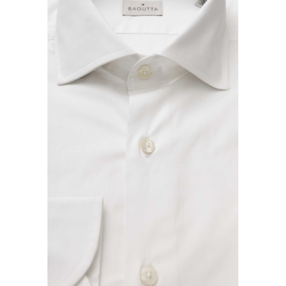 White Cotton Men Shirt Slim Fit With French Collar