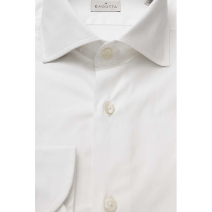 White Cotton Men Shirt Slim Fit With French Collar