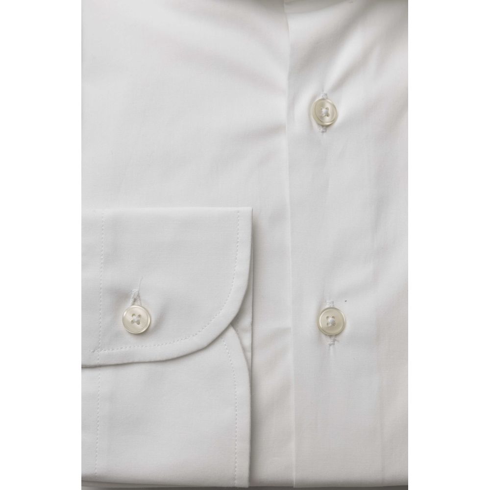 White Cotton Men Shirt Slim Fit With French Collar