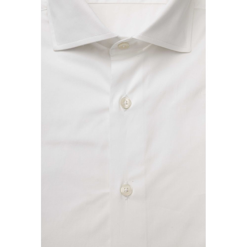 White Cotton Men Shirt Slim Fit With French Collar