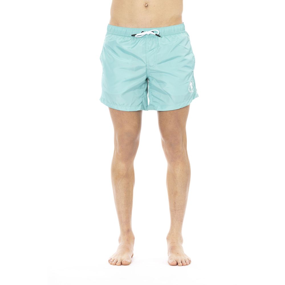 Light Blue Polyester Men Swimwear