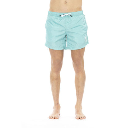 Light Blue Polyester Men Swimwear