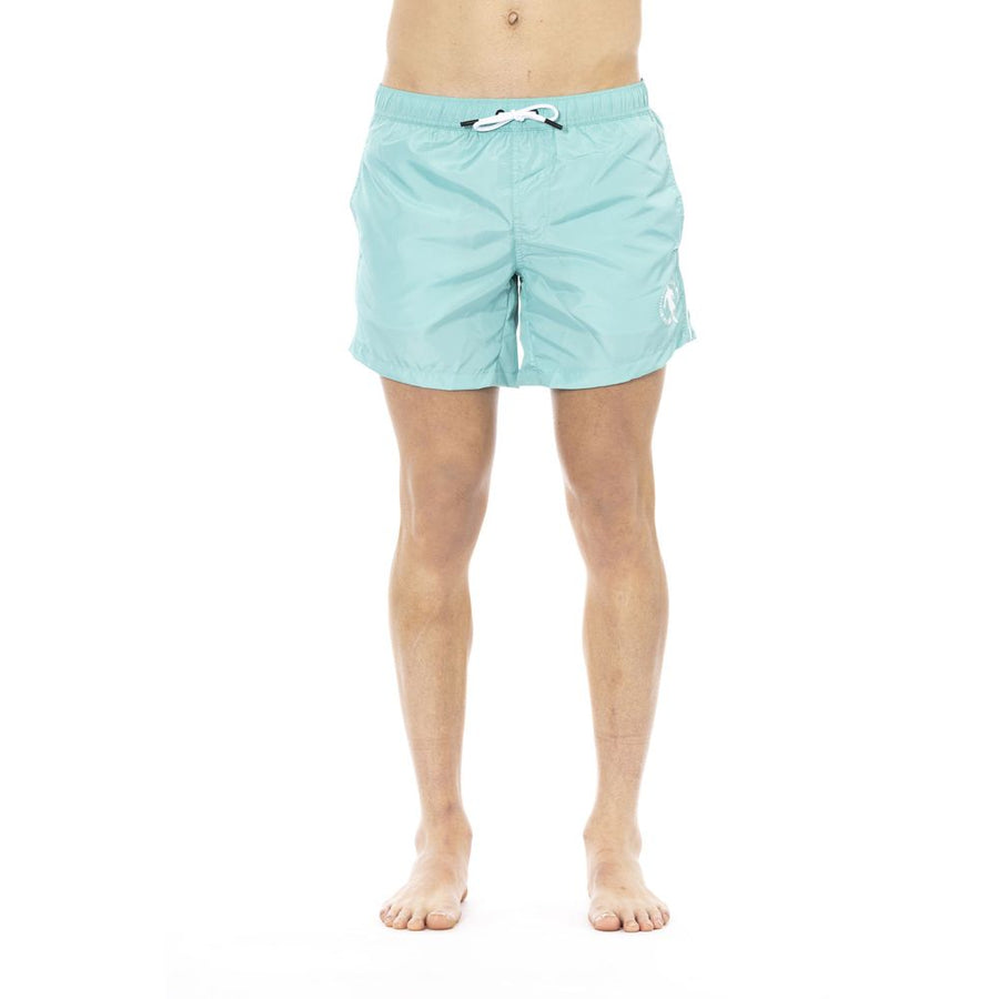 Light Blue Polyester Men Swimwear