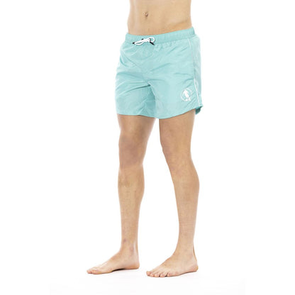 Light Blue Polyester Men Swimwear