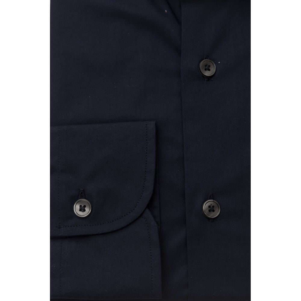 Blue Cotton Men Shirt with French Collar