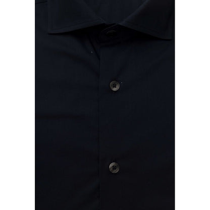 Blue Cotton Men Shirt with French Collar