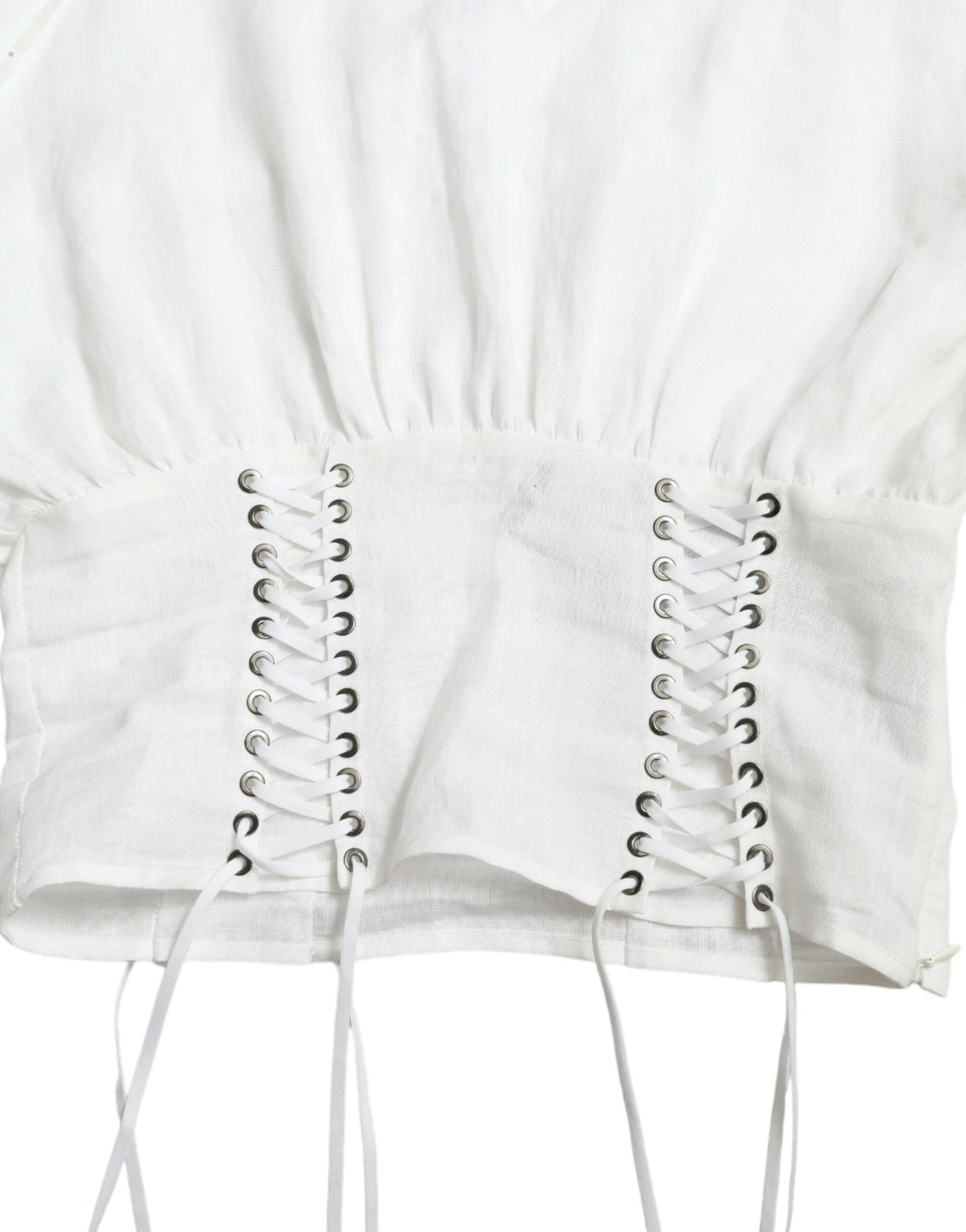 Elegant White Lace-Up Corset Cropped Top