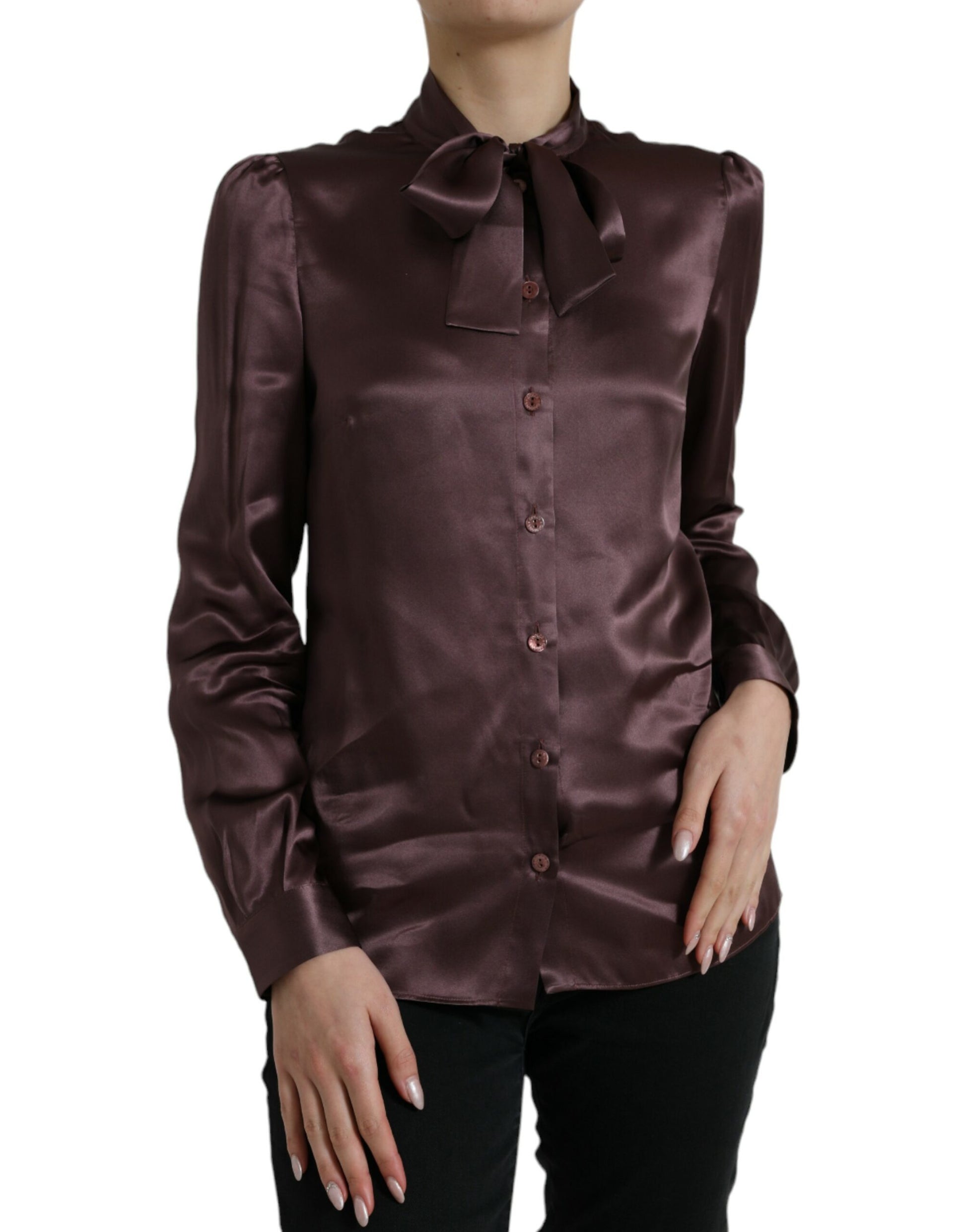 Elegant Silk Ascot Collar Blouse