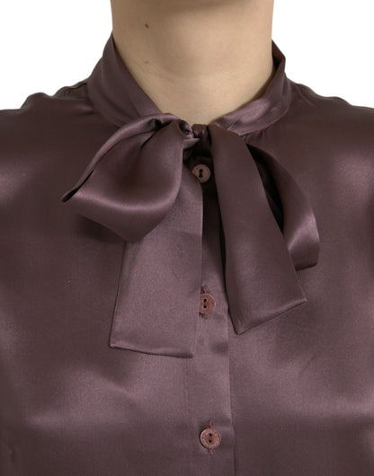 Elegant Silk Ascot Collar Blouse