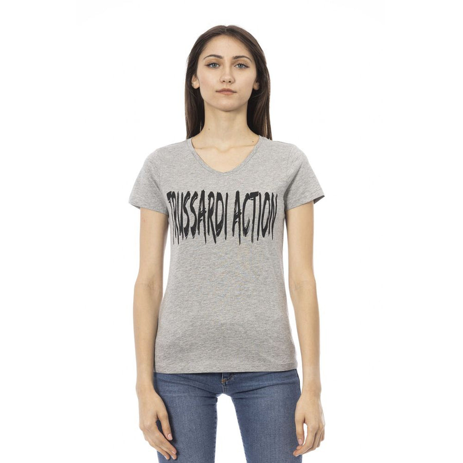 Gray Cotton Women T-Shirt