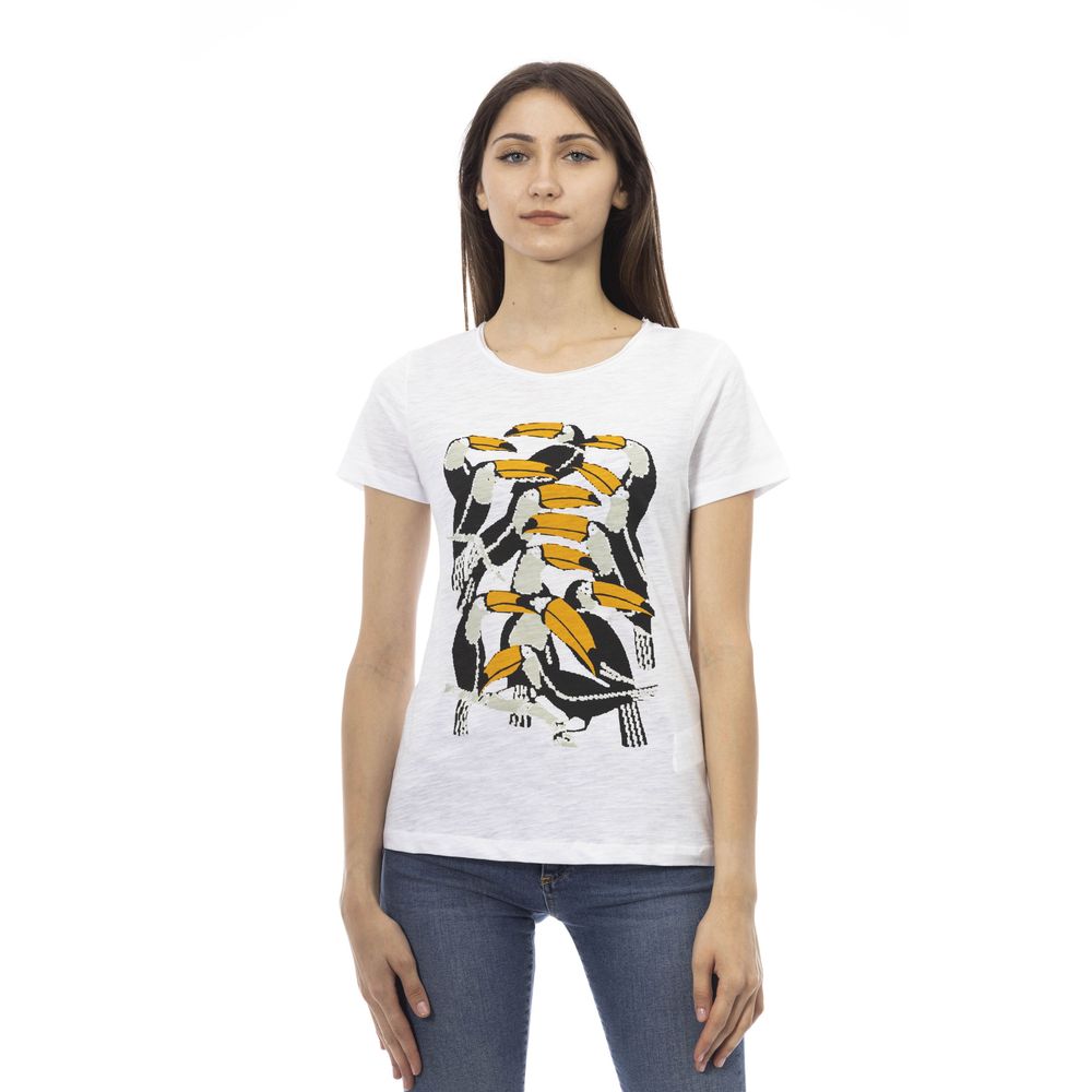 White Cotton Women T-Shirt