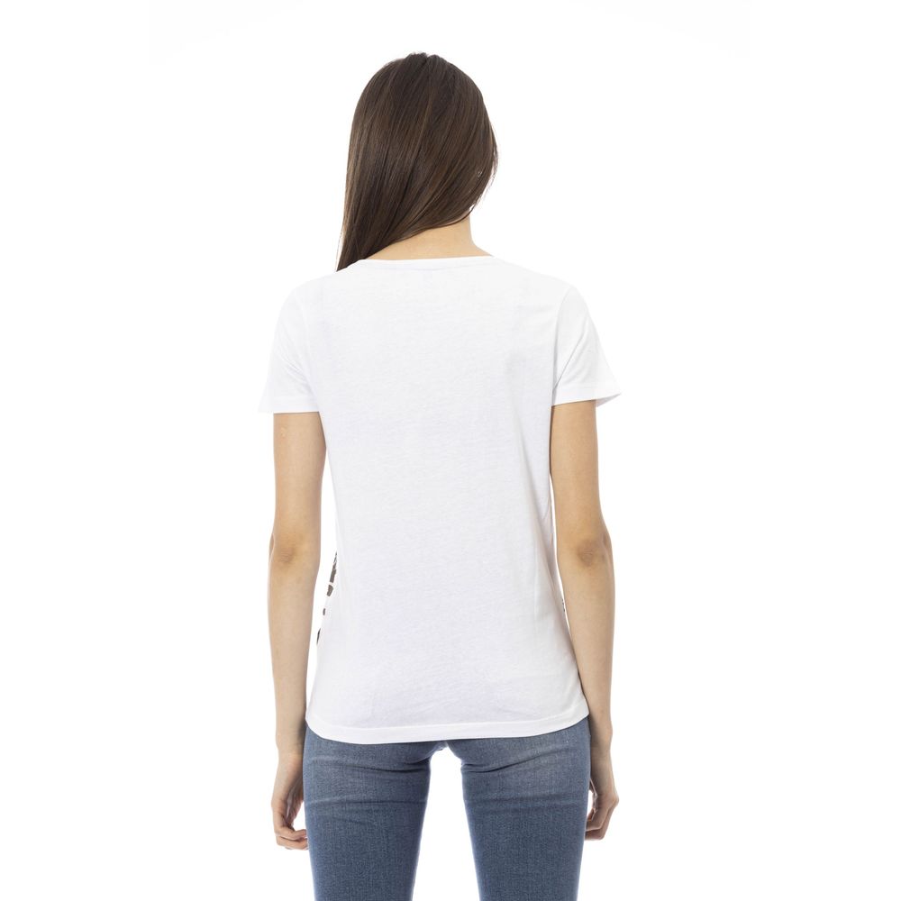 White Cotton Women T-Shirt