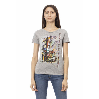 Gray Cotton Women T-Shirt