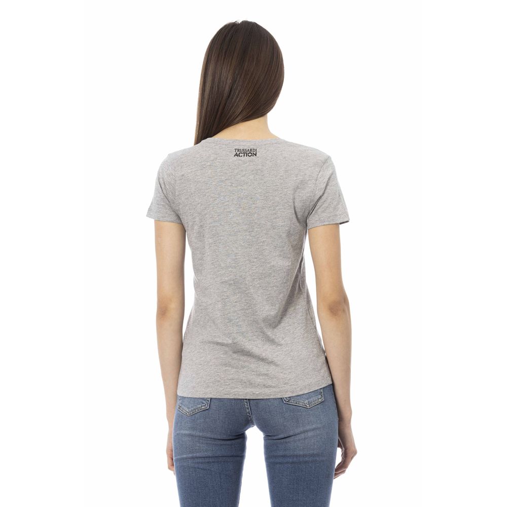 Gray Cotton Women T-Shirt