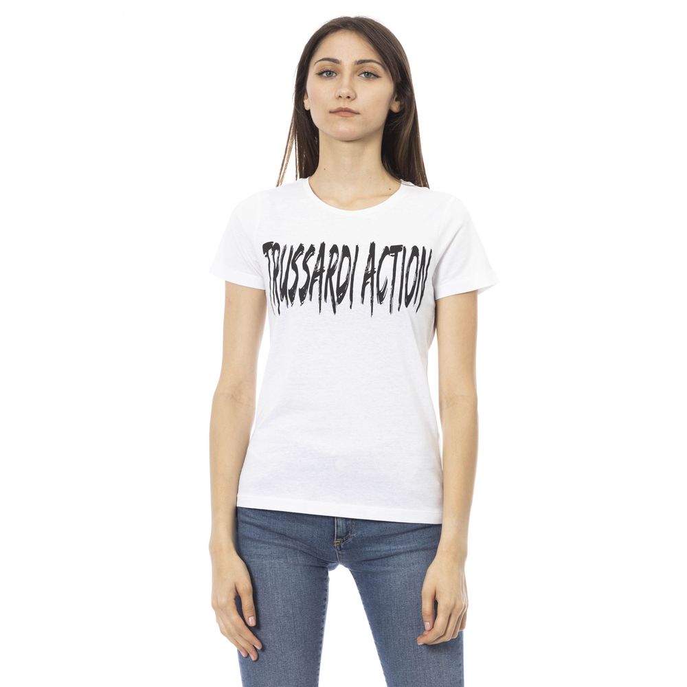 White Cotton Women T-Shirt