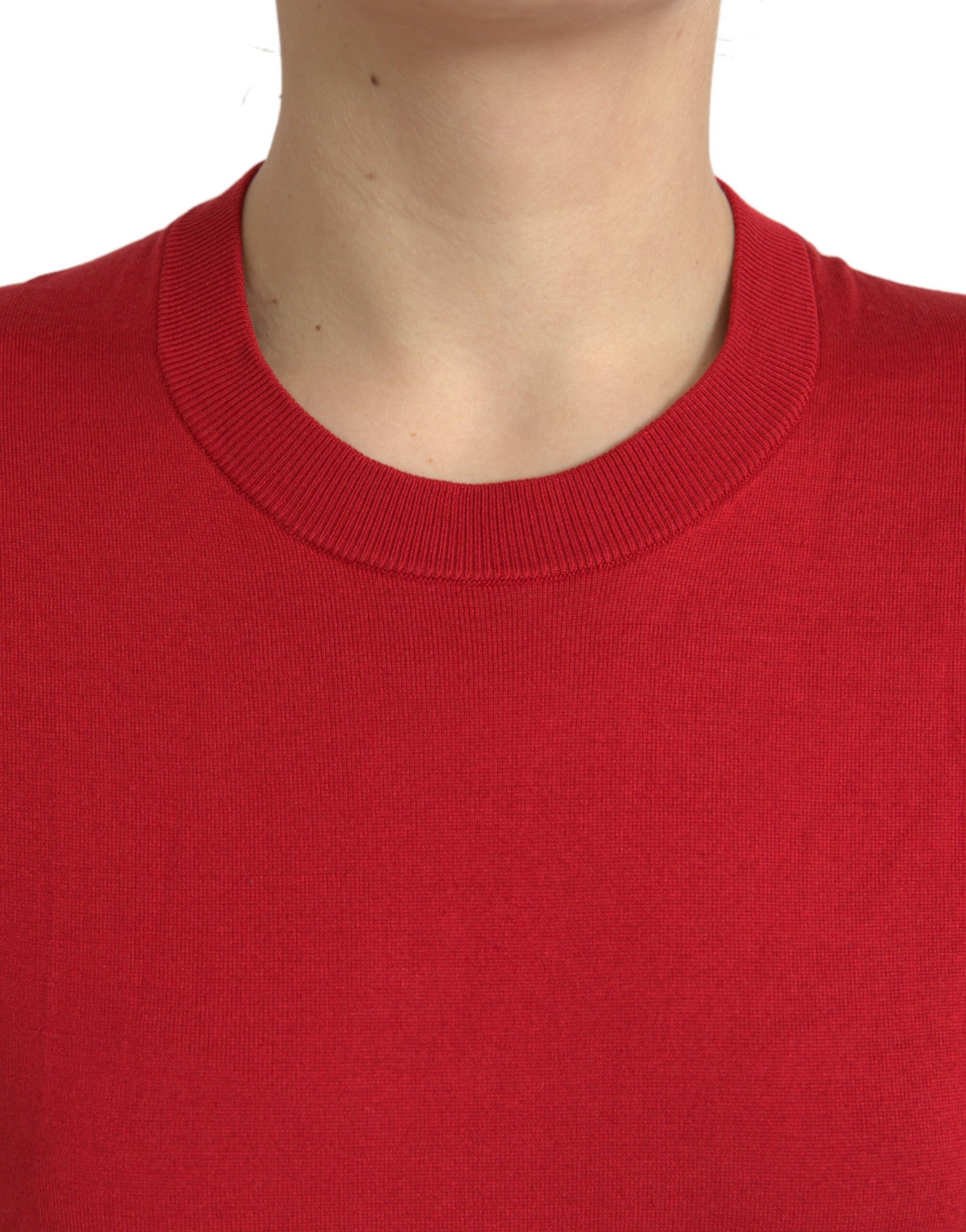 Silk Red Crew Neck Top