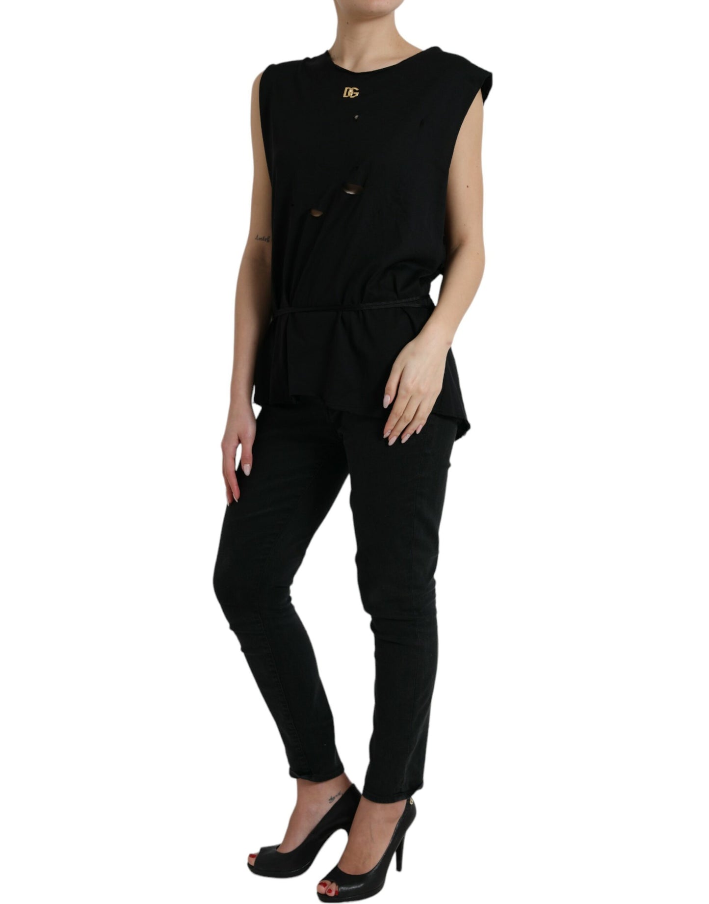 Elegant Black Round Neck Tank Top