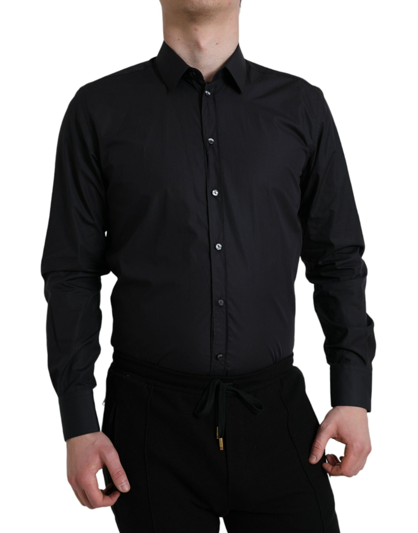 Elegant Navy Blue Slim Fit Dress Shirt