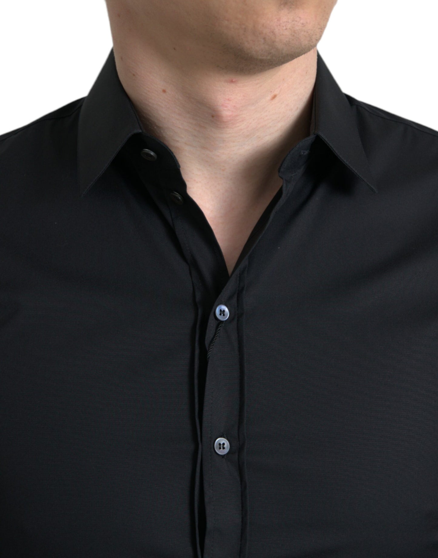 Elegant Black Slim Fit Italian Dress Shirt