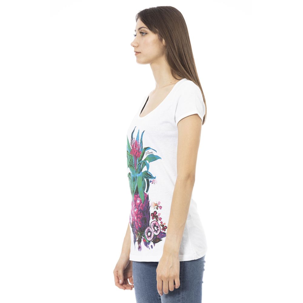 White Cotton Women T-Shirt