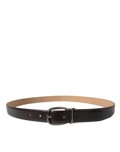 Elegant Dark Brown Calf Leather Belt