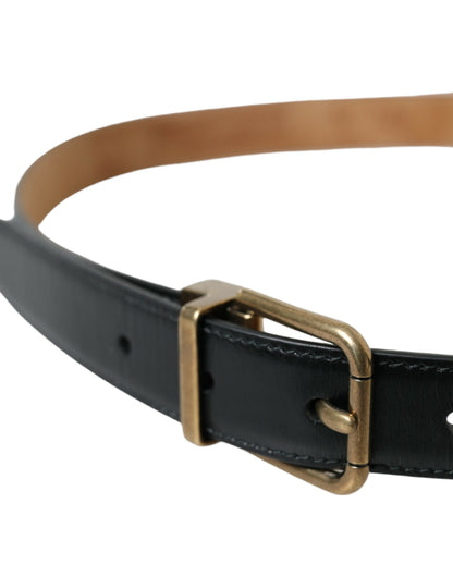 Elegant Black Calf Leather Belt