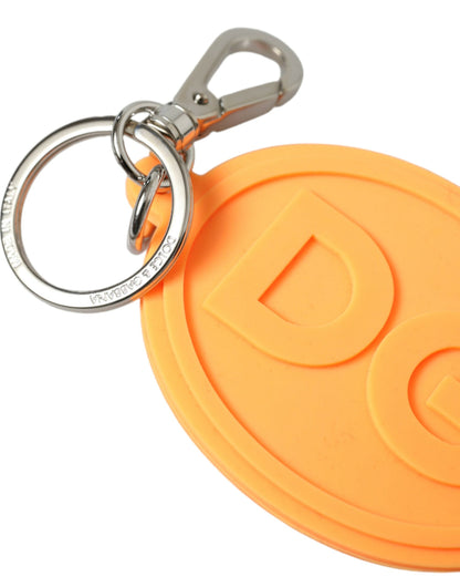 Elegant Orange Charm Keyring with Silver Detail