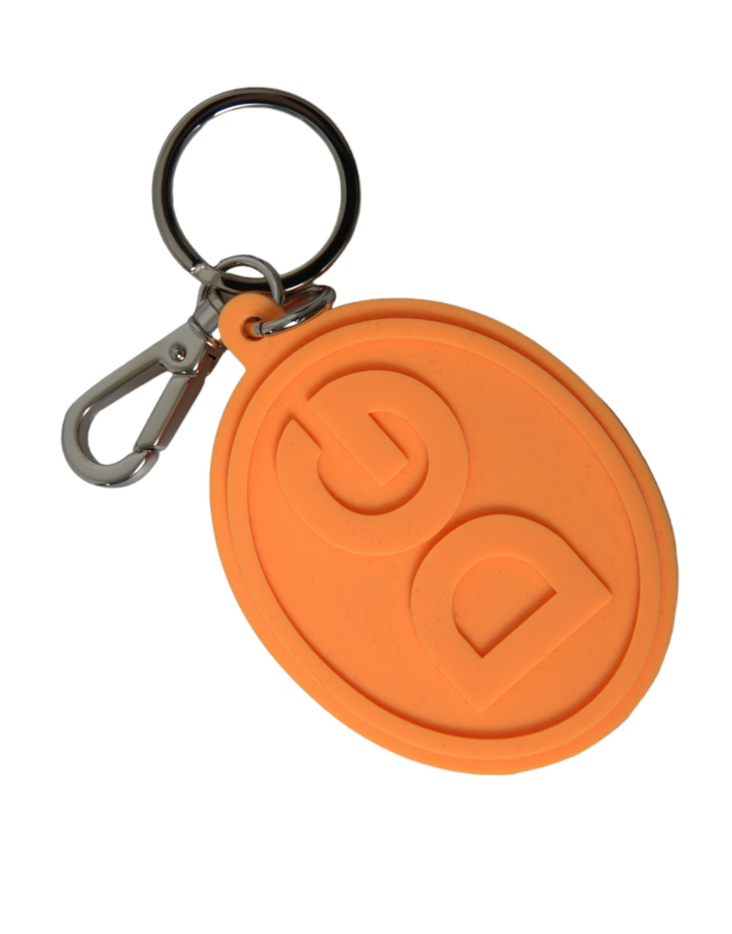 Elegant Orange Charm Keyring with Silver Detail