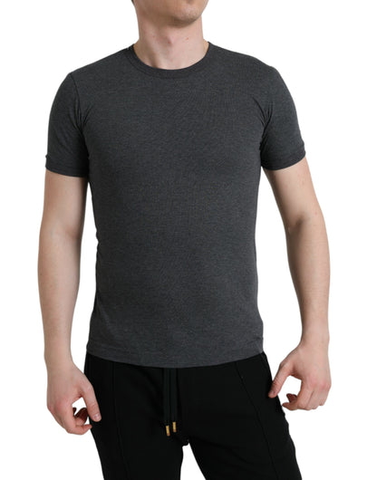 Elegant Dark Gray Crew Neck Tee