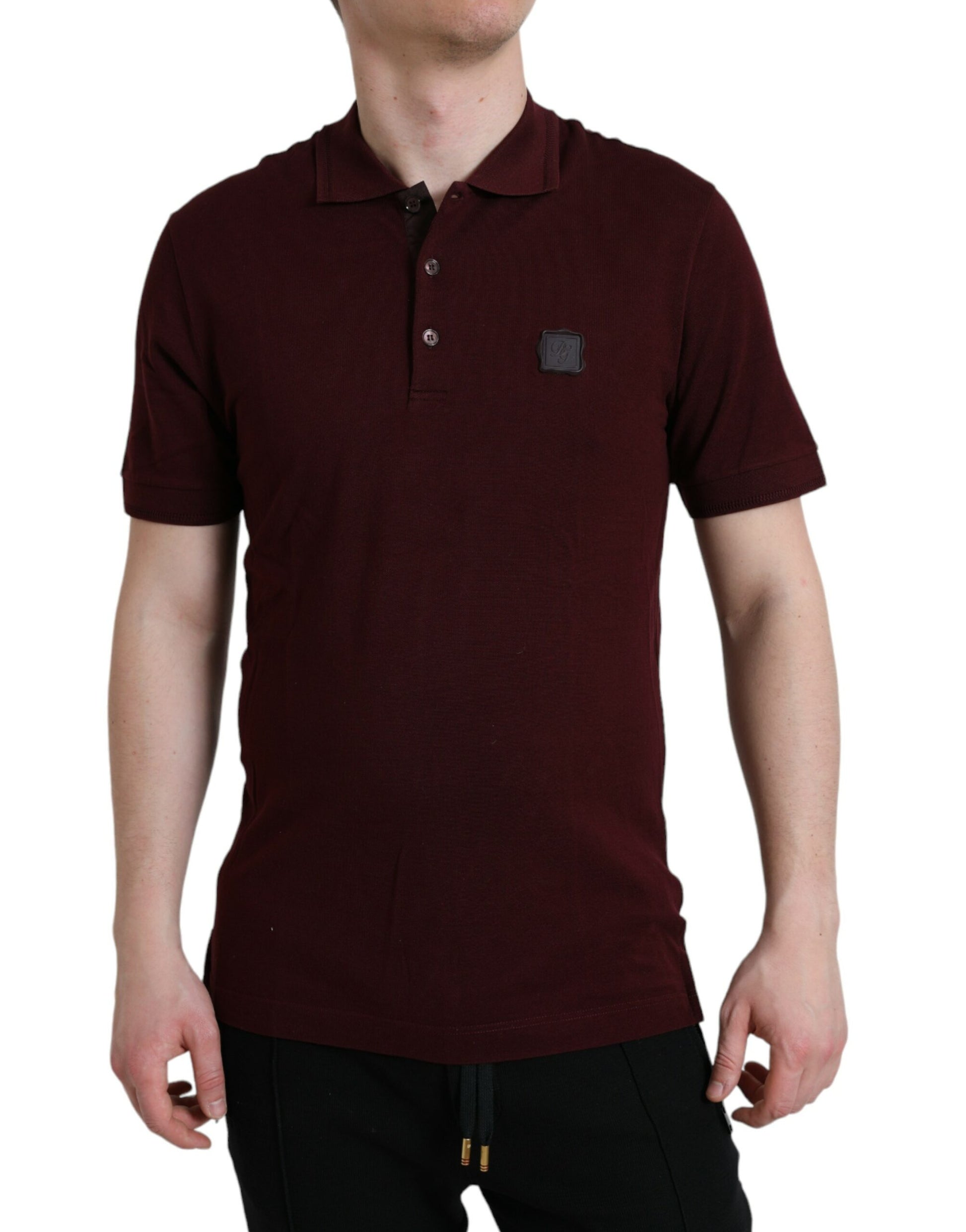 Elegant Maroon Cotton Blend Polo Tee