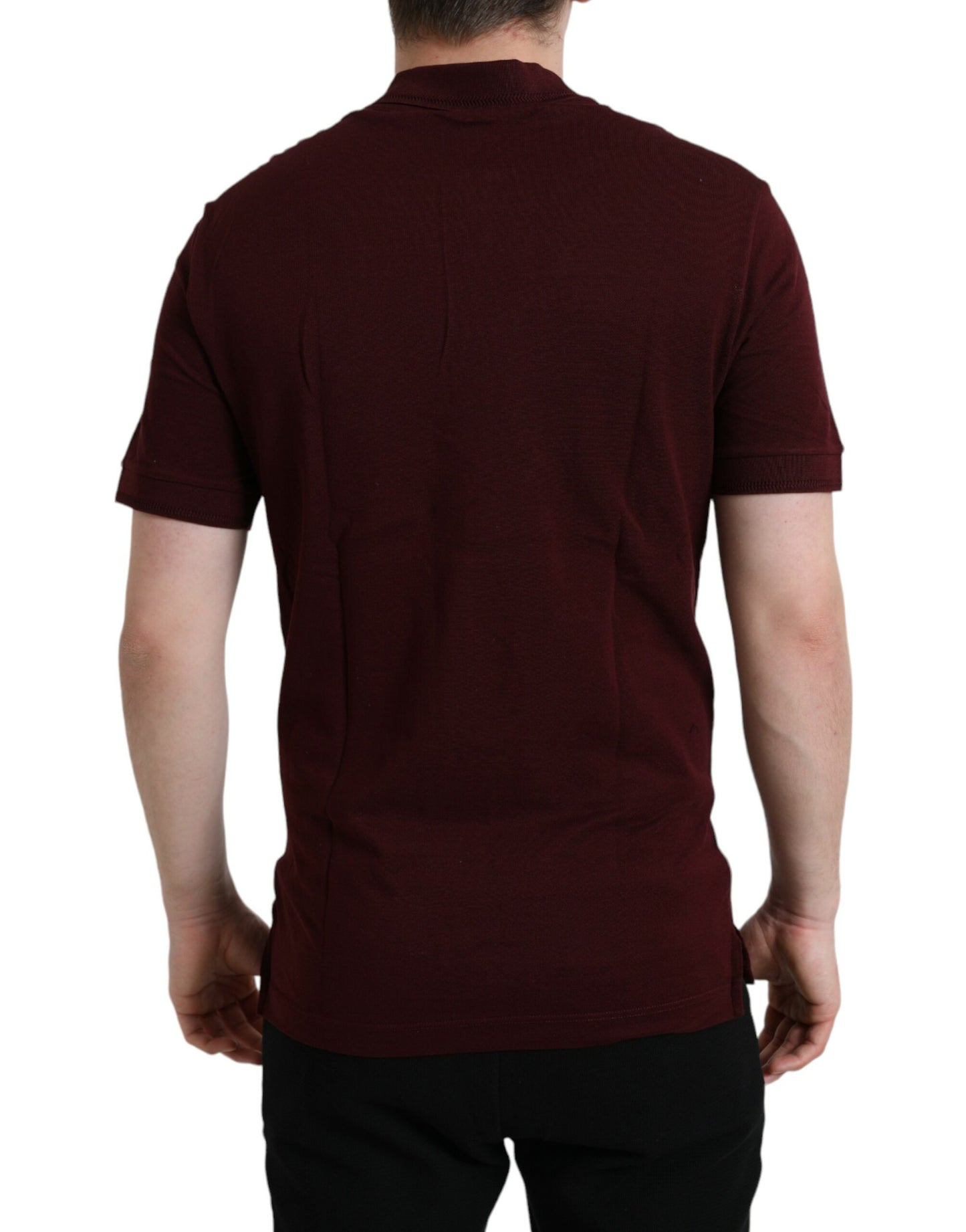 Elegant Maroon Cotton Blend Polo Tee