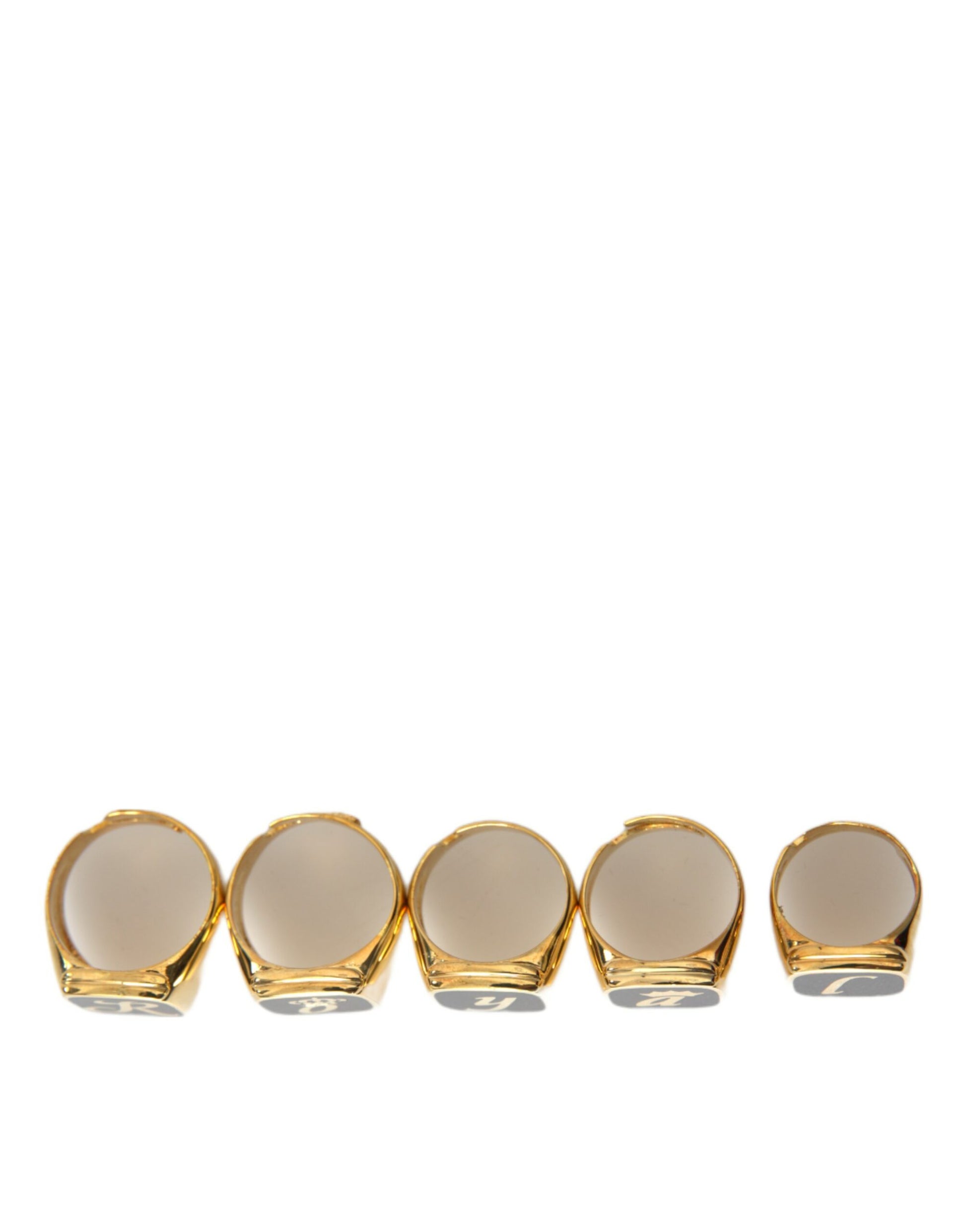 Gold Brass ROYAL Enamel Set of 5 Ring