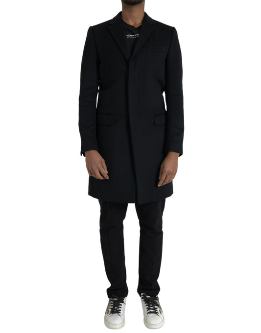 Black Single Breasted Trench Coat Jacket